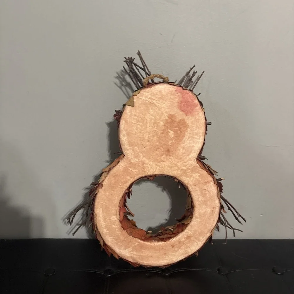 Woodland Creek Wooden Owl Shaped Wreath Decor Door Hanger Leaves